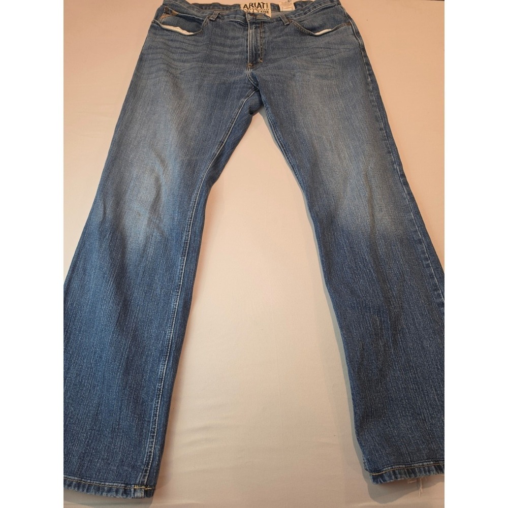 Ariat M4 Low Rise Boot Cut Jeans Mens 38x36 Blue Denim Medium Wash Stretch 0814